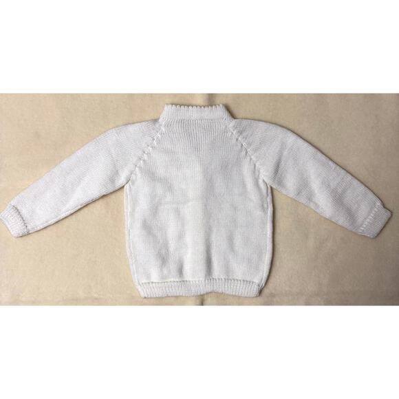 Vintage 90s Knit Cardigan Sweater Girls 3-6M White Pastel Floral Embroidered - Picture 2 of 7